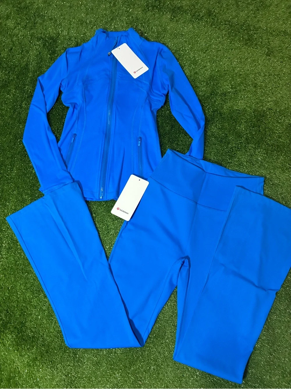 lululemon athletica Bright Blue Jacket and High-Rise Leggings Set Size 4